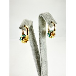 Gold Yeşil Nazar Boncuklu Küpe